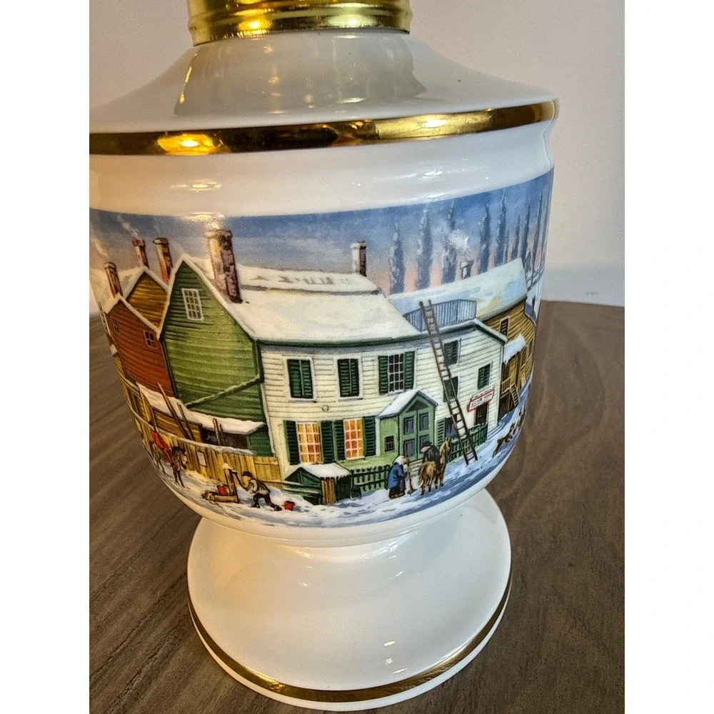 VTG 1984 Lamplight Farms Oil Lamp Quiet Village Porcelain Limited Edition 15.5in